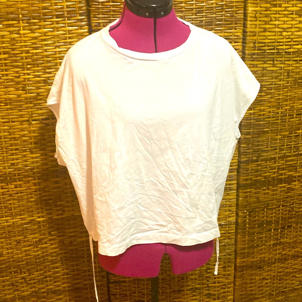 EUC Attic and Barn drawstring, white crop top L